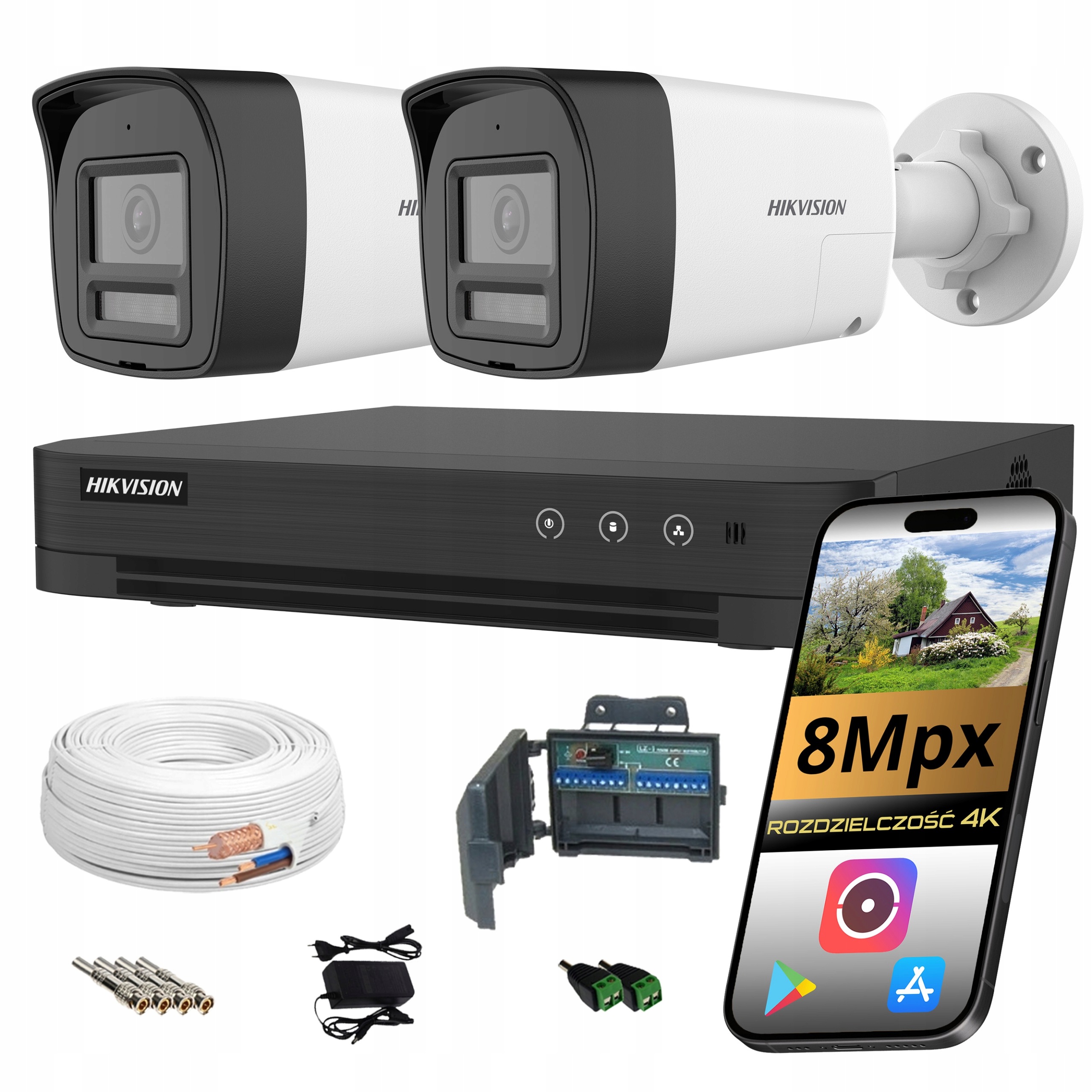 Monitorovací set Hikvision 2 kamery 8Mpx 4K ColorVu Ai audio