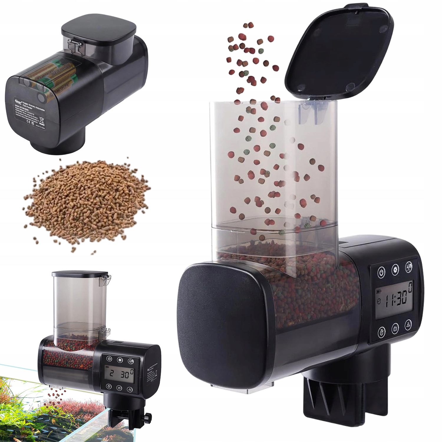 Automatické krmítko pro akvarijní ryby Dávkovač Krmiva 500 ml