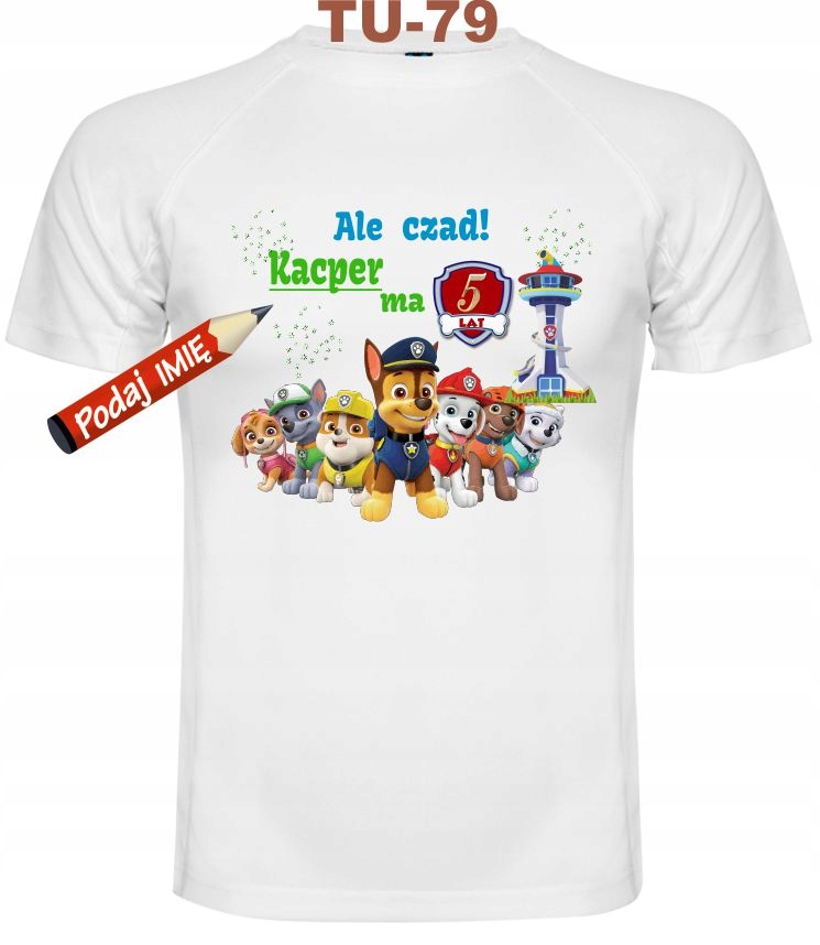 

Koszulka 5 Urodziny Paw Patrol + imię 122-128 cm