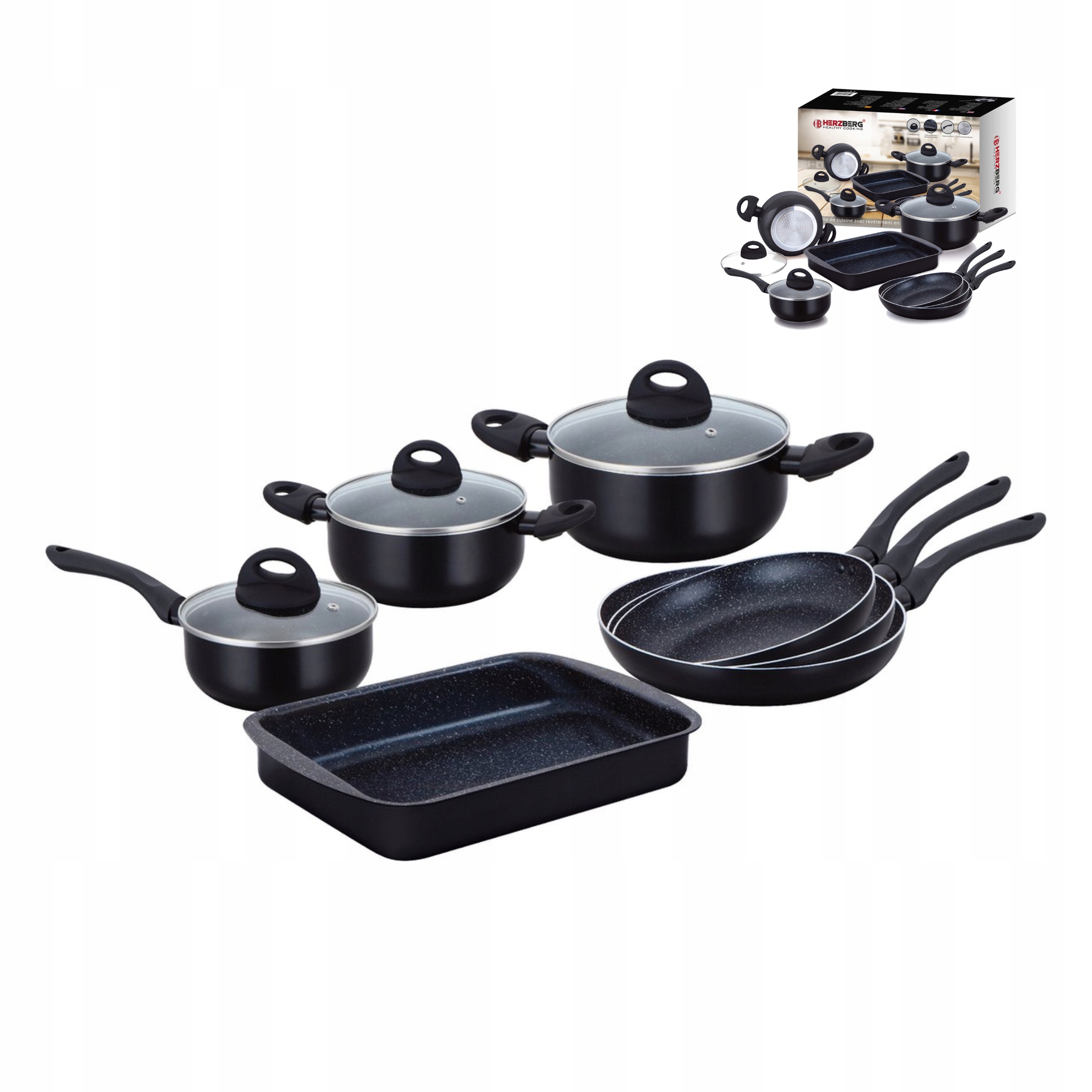 Sada pánve Indukce Plyn Sada hrnců 10 ks Herzberg