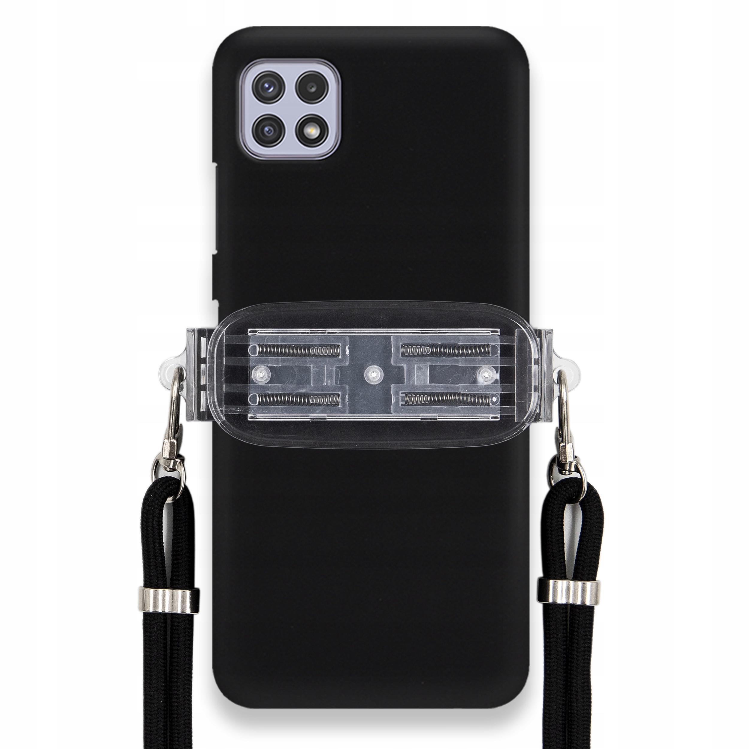 Pouzdro Pro Samsung A22 5G Smooth Černé Pouzdro Univerzální Držák Černá Šňůra