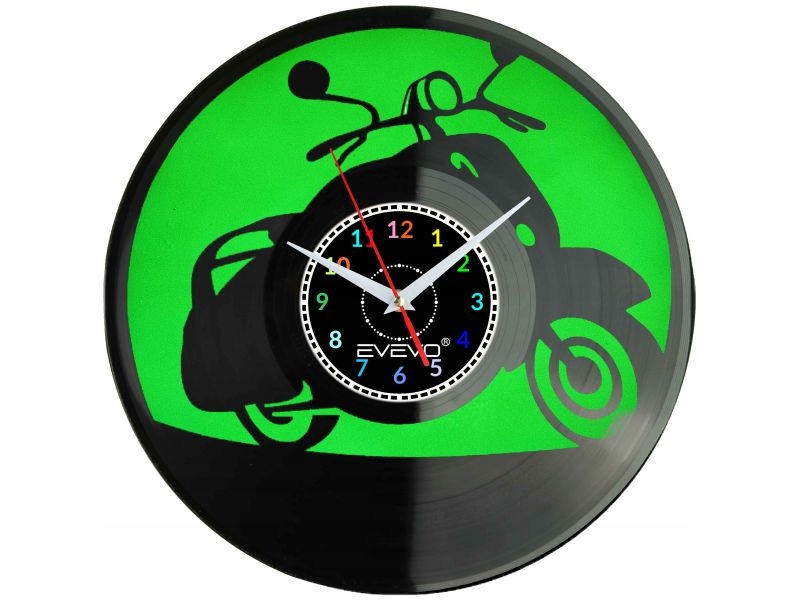Nástěnné Hodiny Skútr Motocykl Klasické Italské Fluorescenční Pozadí Deska