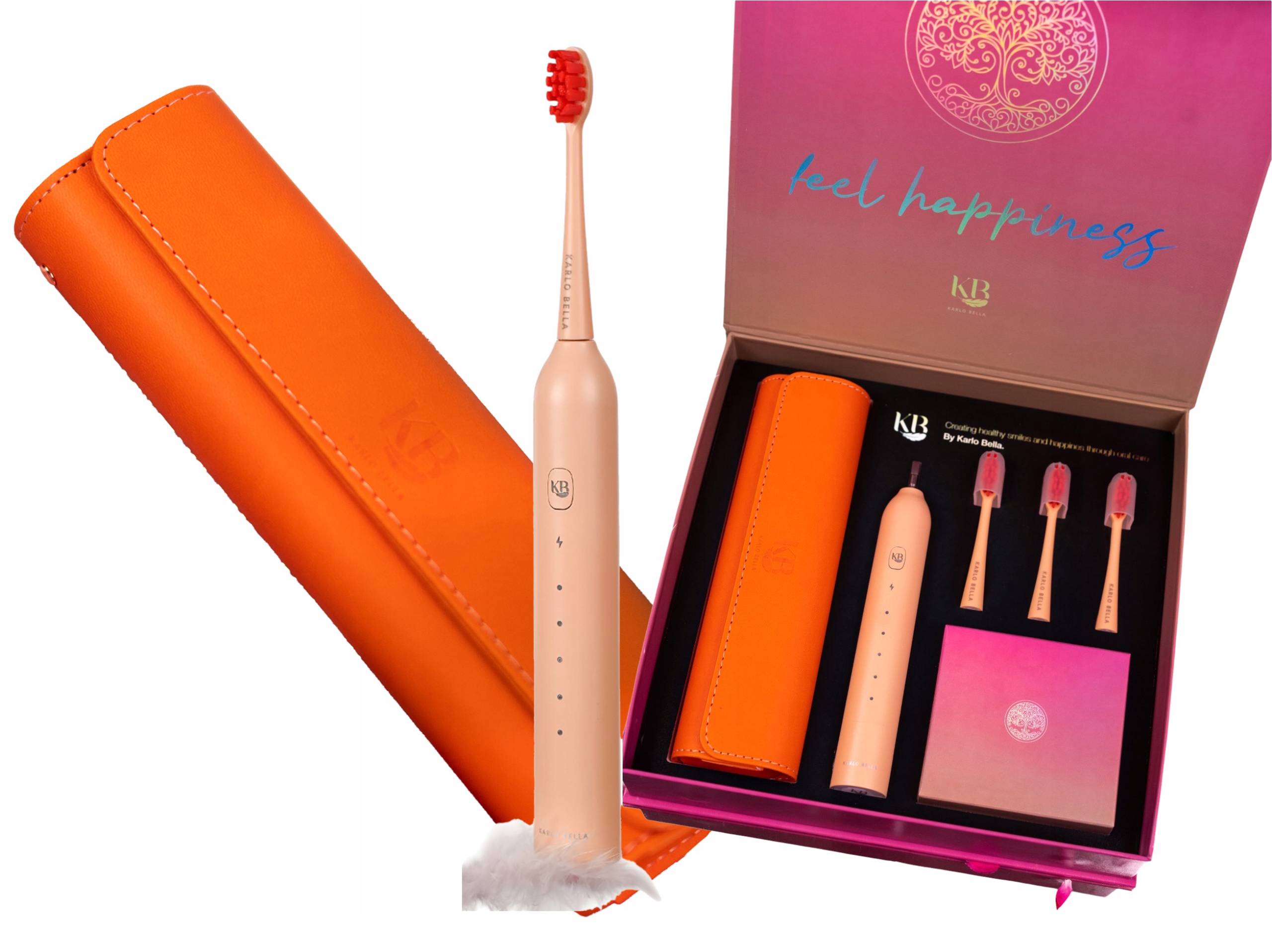 Szczoteczka Soniczna Karlo Bella Futerał Końcówki Usb Pomarańczowa