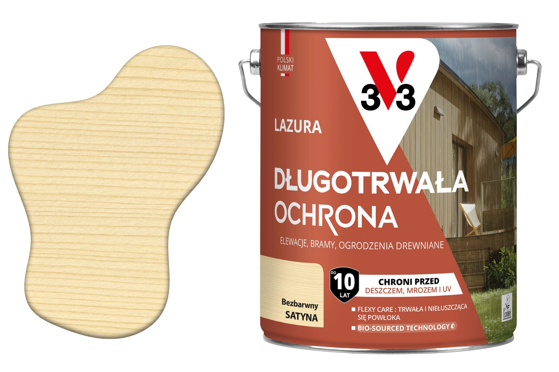 Lazúra 10 rokov ochrany bezfarebná saténová 4.5 l V33