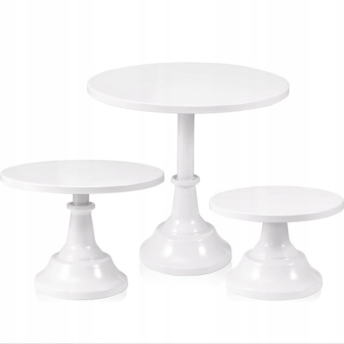 Sada 3 dezertních misek na dorty dort barva Bílá kovová podnos