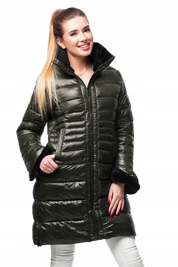 Prošívaná Zimní Bunda J19-017 Khaki M (38)