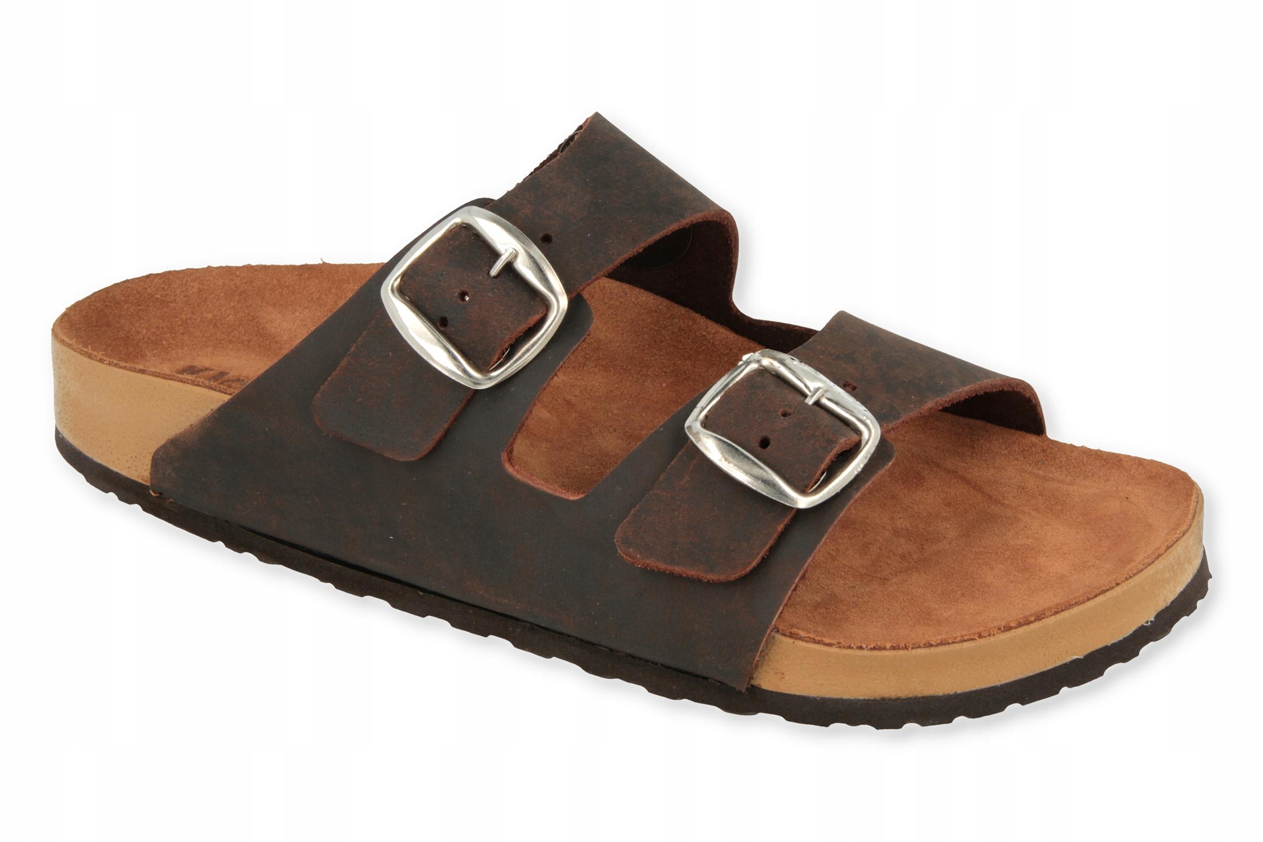 Klogga sandały klapki chodaki z naturalnej skóry brąz męskie skórzane 43 Rozmiar 43