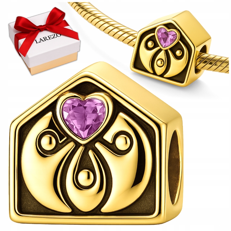 Zlatý přívěsek Charm Dům stříbro 925 korálek