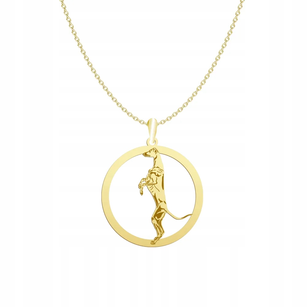 Zlatý náhrdelník se psem Greyhound 925 Řetízek Gravírování Dedikace Bonus