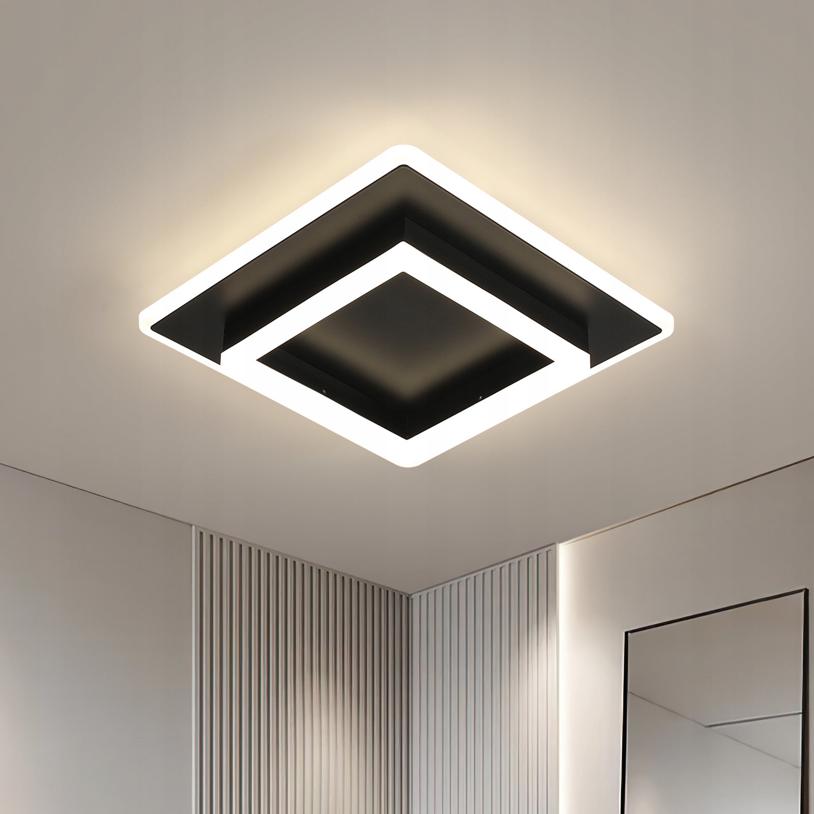 Lampa Sufitowa Led Plafon Kwadrat Czarny Natynkowy Nowoczesny 30W 4500K