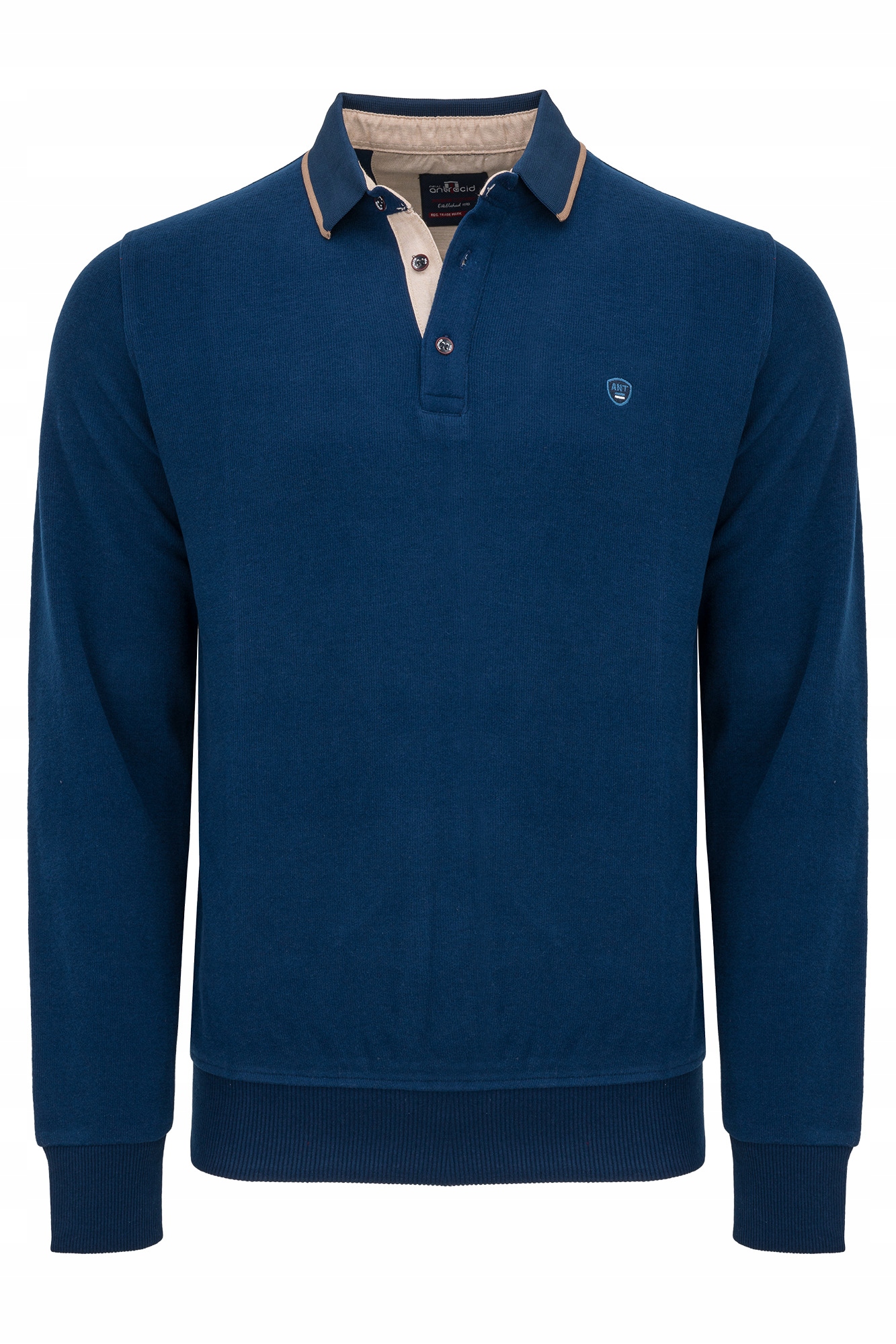 Pánský svetr Polo, polotriko Modrá Mikina s límečkem, 100% Bavlna, ležérní styl, XL