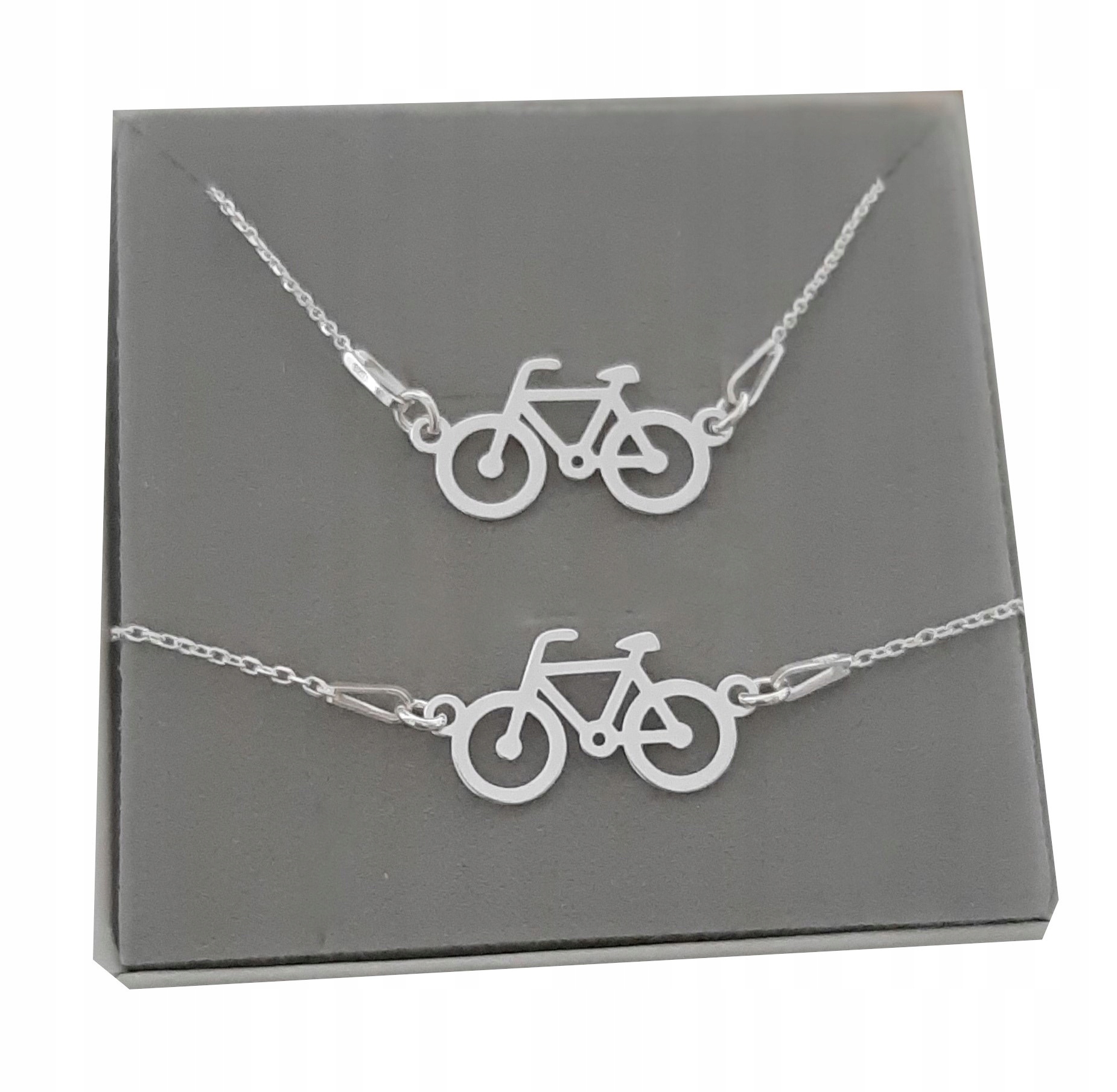 

Komplet Celebrytka rower rowerek srebro 925