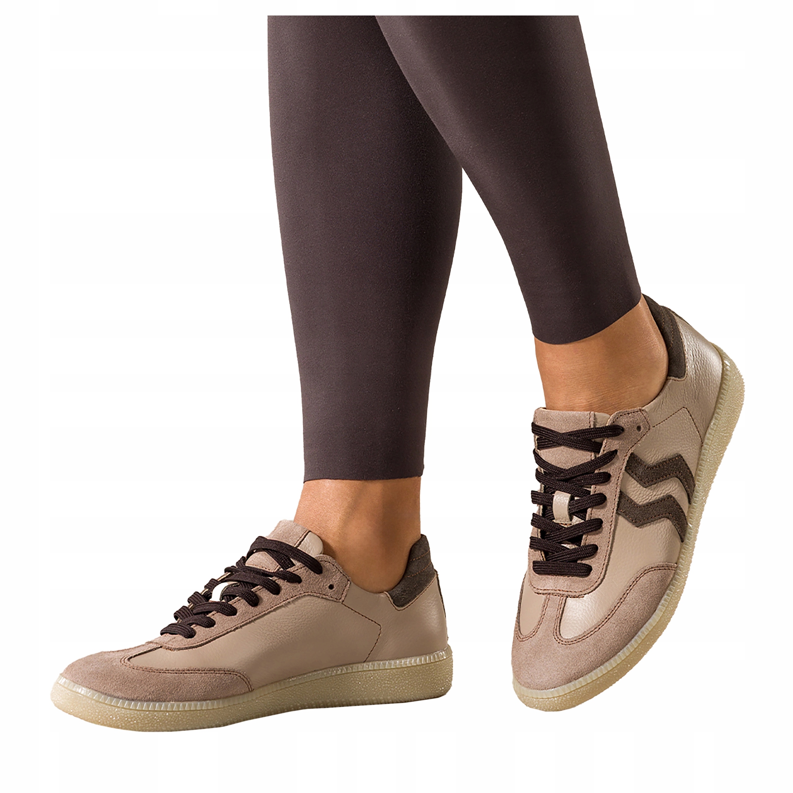 Sneakersy Kožené Dámské Béžové Komfortní Elastická Podrážka Módní velikost 38