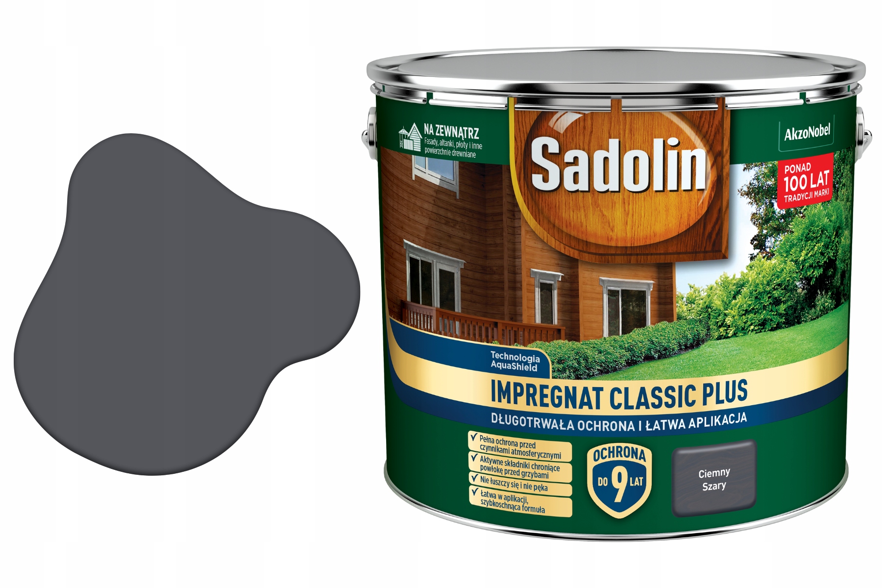 Sadolin Výkonná impregnace na dřevo Classic Plus Hybridní Tmavě šedá 9L