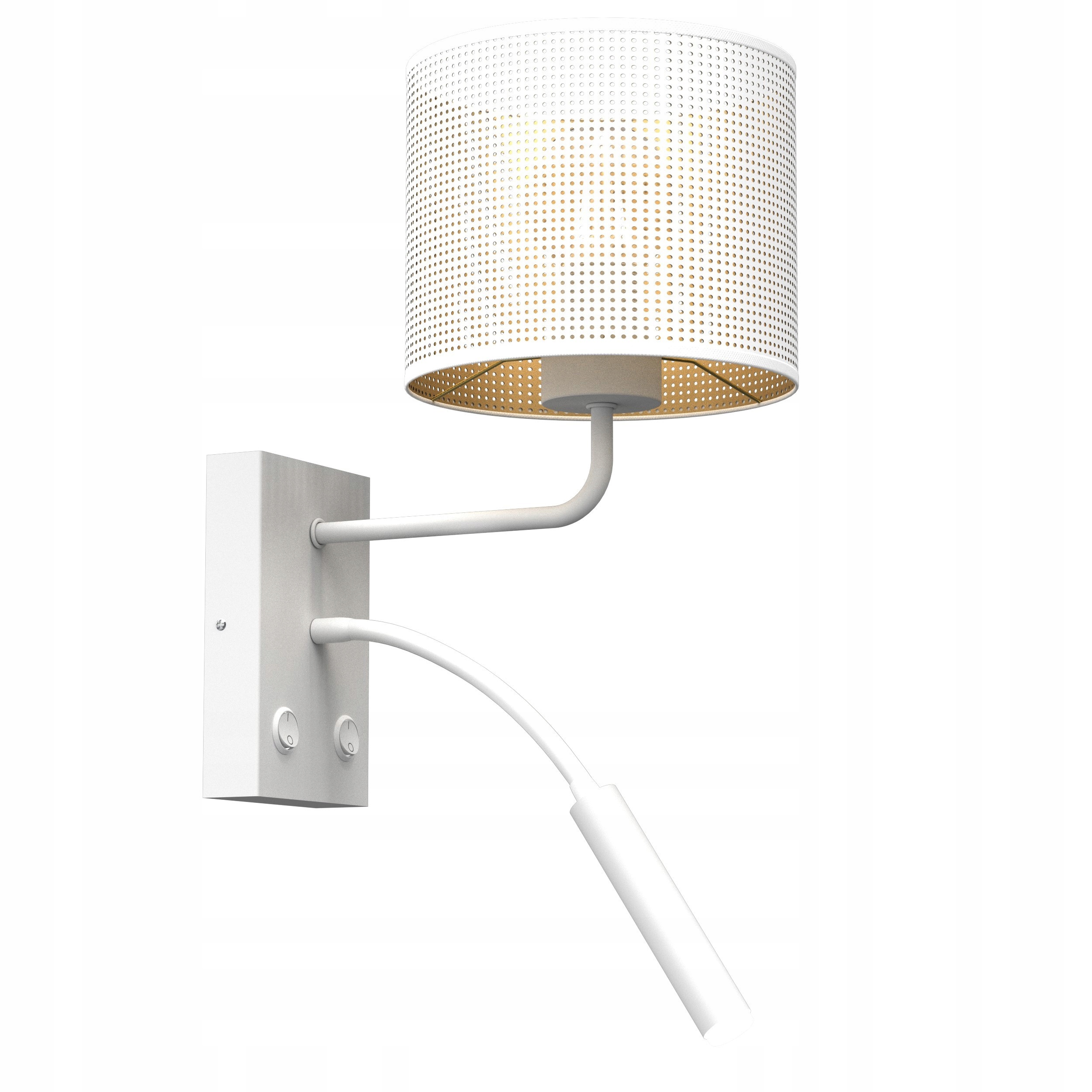 Biela nástenná lampa na čítanie s tienidlom Luminex biela zlatá do hotelovej spálne