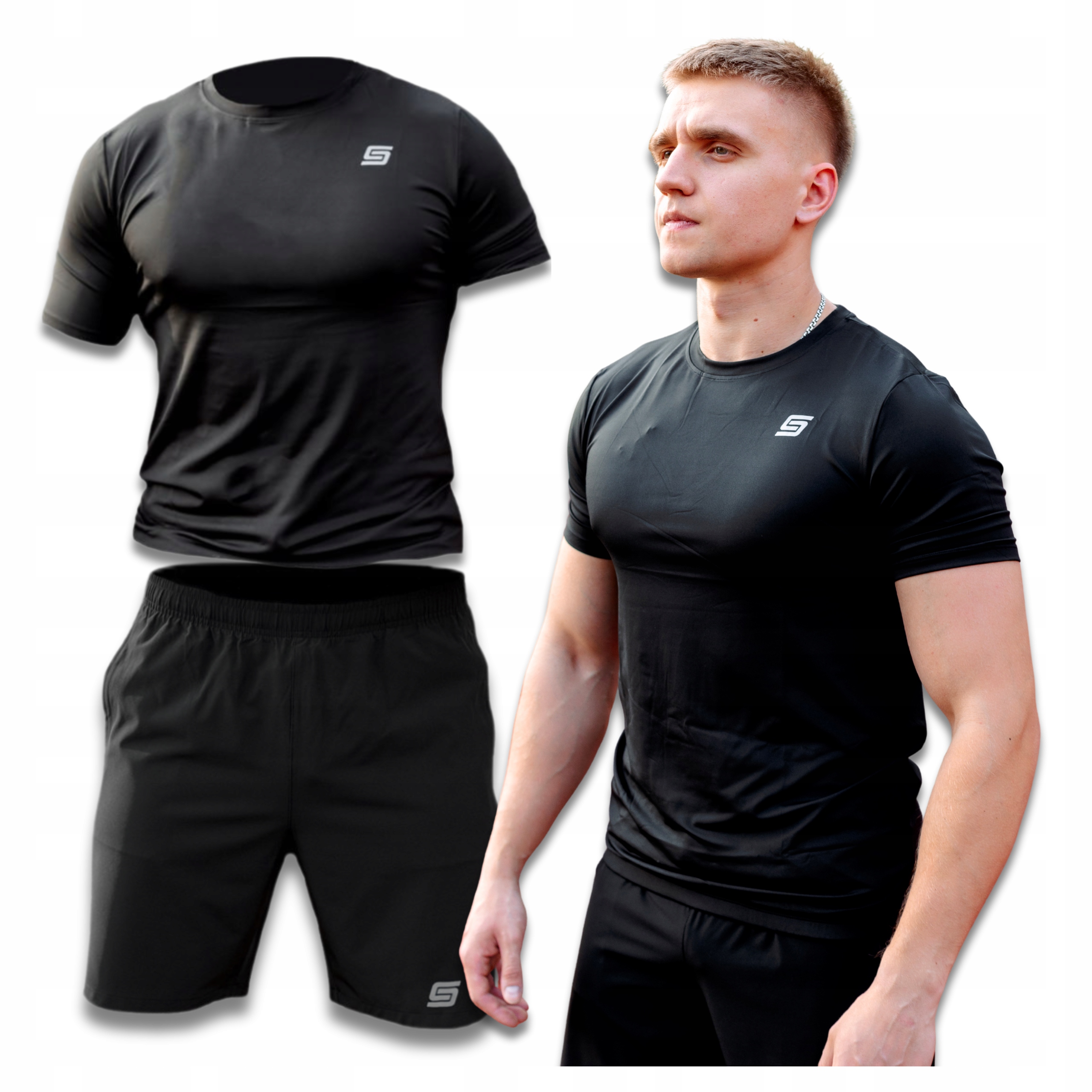 Koszulka Termoaktywna Męska Spodenki Roz XXL Komplet Trenigowy 2w1 Strój