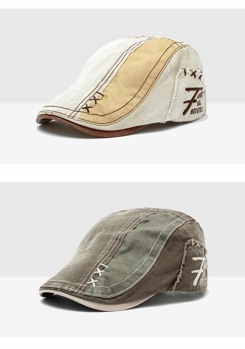 CZAPKA Z DASZKIEM KASZKIET JEANS BRĄZOWY KAWOWY BAWEŁNA Wzór dominujący bez wzoru