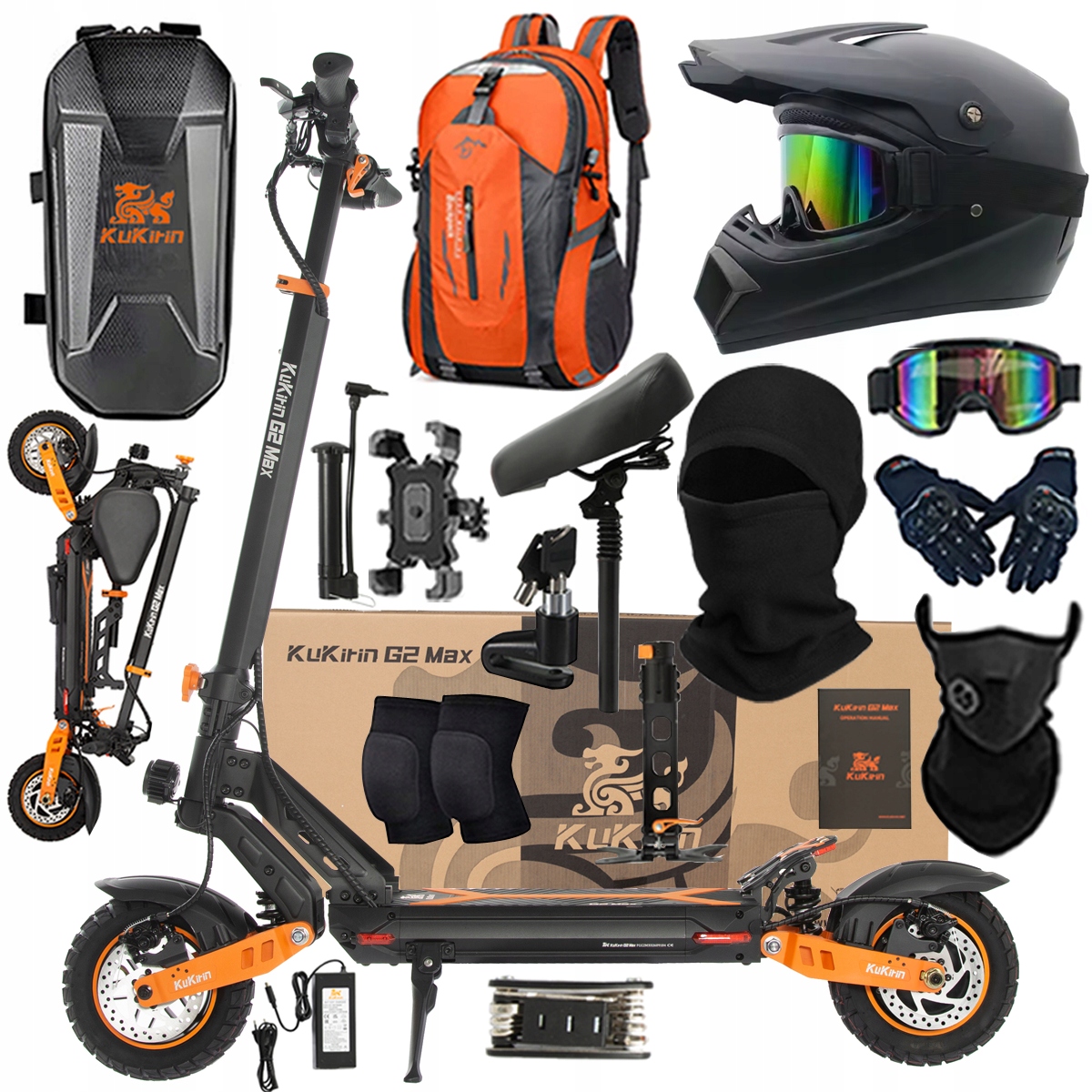 Kukirin G2 Max Składany Pojazd Elektryczny 1200W 48V 20Ah 55KM/H PL+Prezent