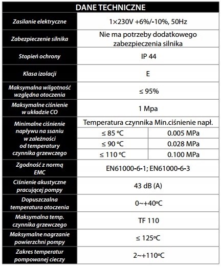 POMPA OBIEGOWA ELEKTRONICZNA IBO AMG 25/60/180 PWM Maksymalna temperatura cieczy 110°C