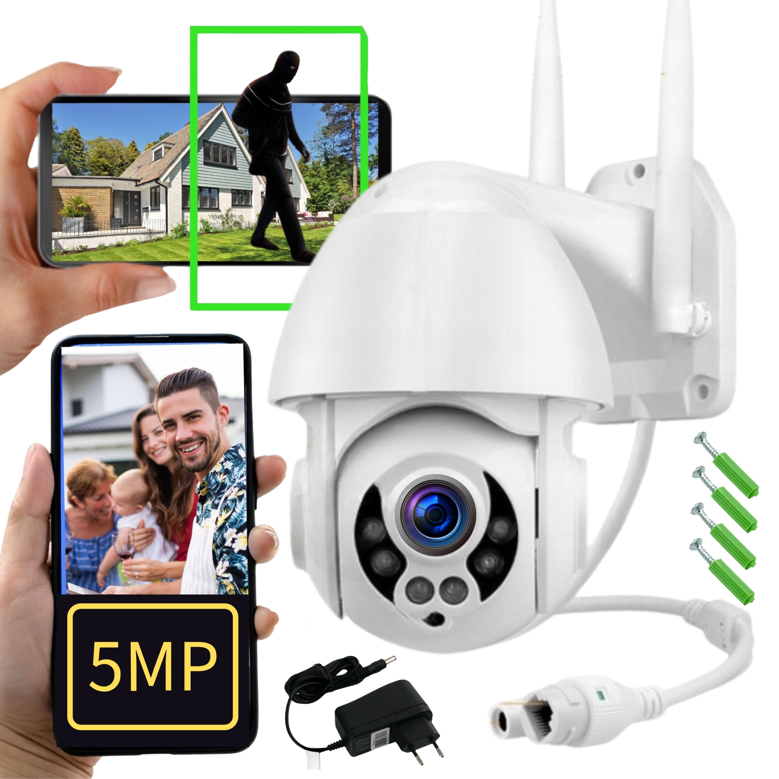 Venkovní Otočná Kamera Wifi Ip Bezdrátová 5Mpx Zoom X4 Qhd Sd Audio