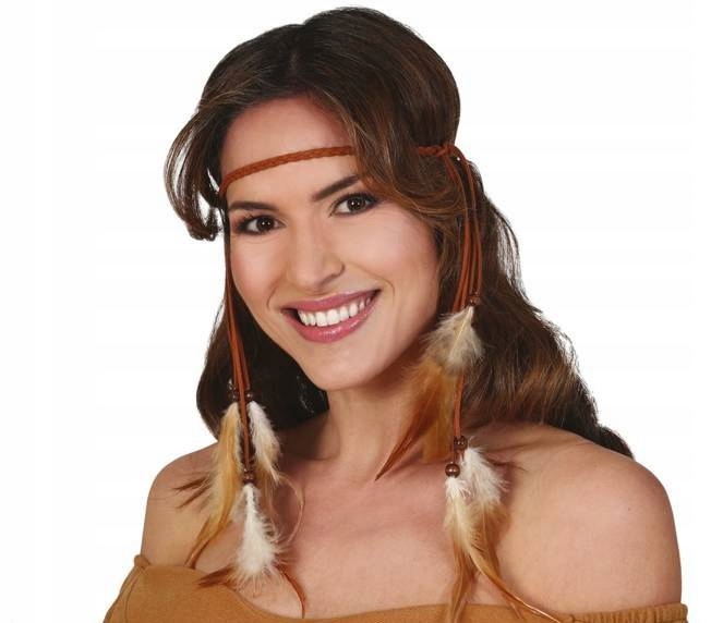 

Opaska Na Głowę Indianki Z Piórkami Koraliki