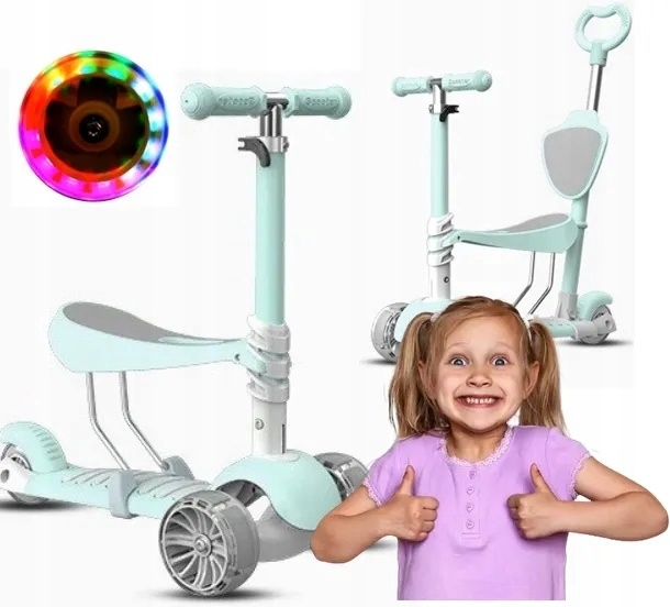 Hulajnoga Dla Dzieci 5w1 Trójkołowa Pchacz Z Siedziskiem Rośnie Z Dzieckiem