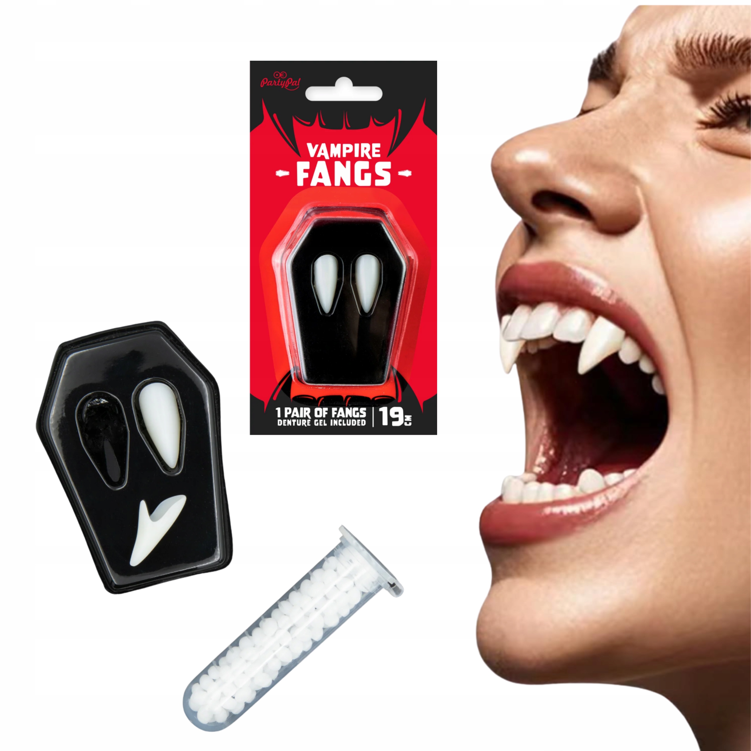 Upírske Tesáky Halloween Kostým Doplnok 17 MM Upír Dracula Kostým