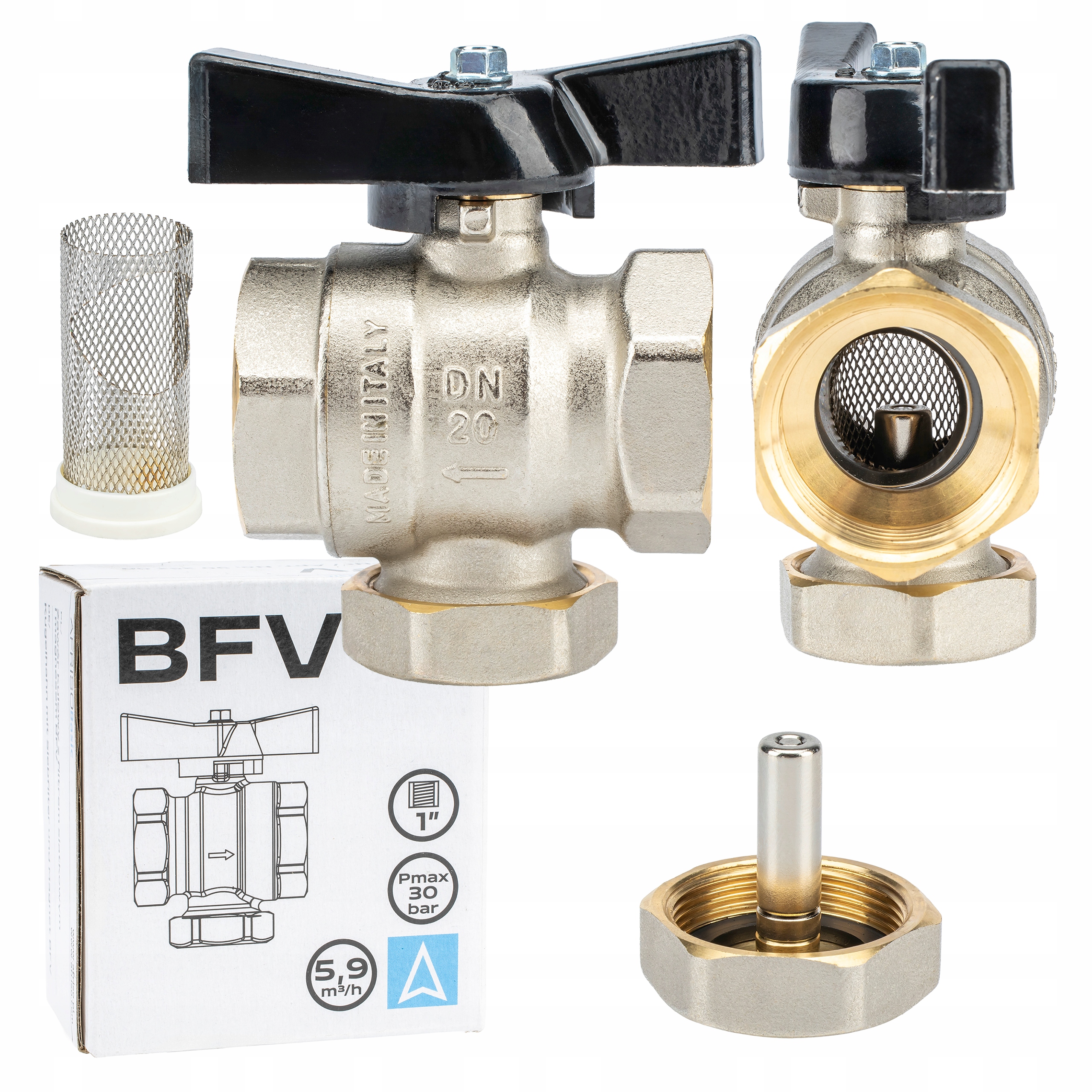 Ventil Kulový Kohout Síťovým Filtrem A Magnetem Bfv Gw Fi 1" DN25 Pevný