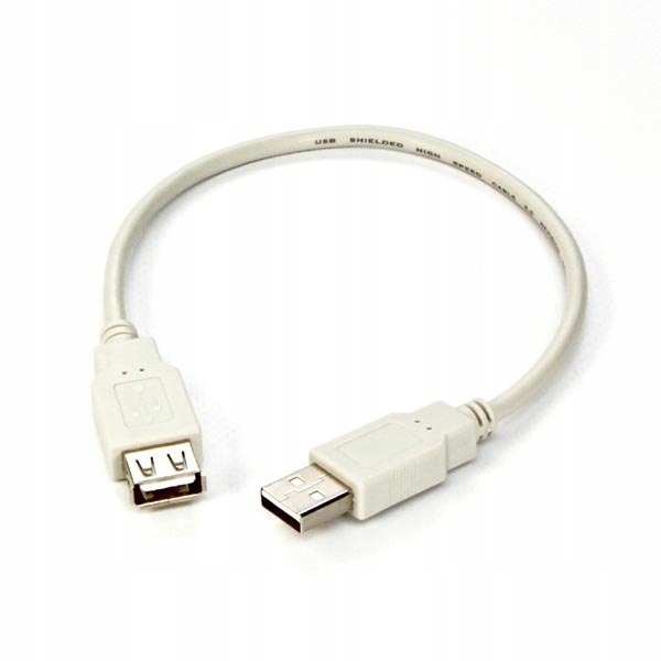 Kabel Usb (2.0), Usb A M- Usb A F, 0.3m, czarny/bi