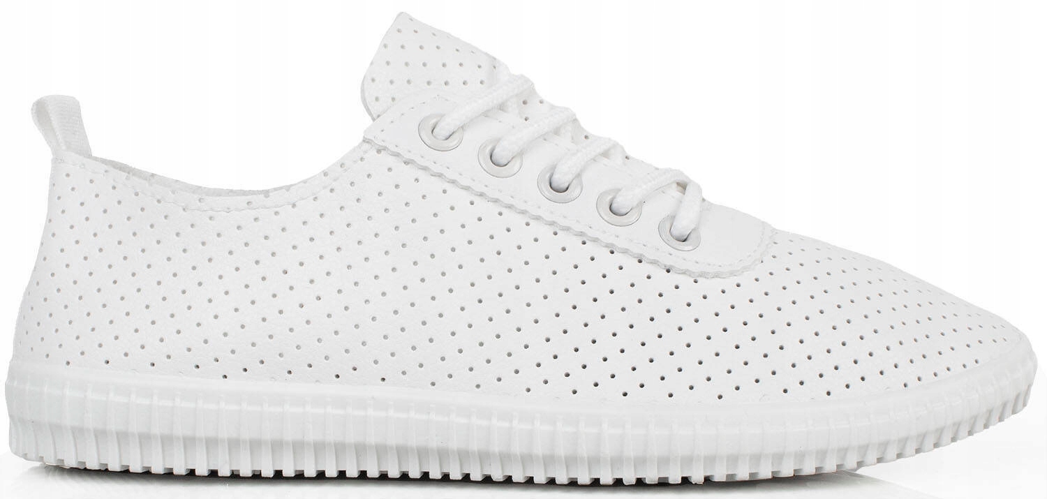 TRAMPKI TENISÓWKI BIAŁE SKÓRZANE AŻUROWE 38 Marka inna