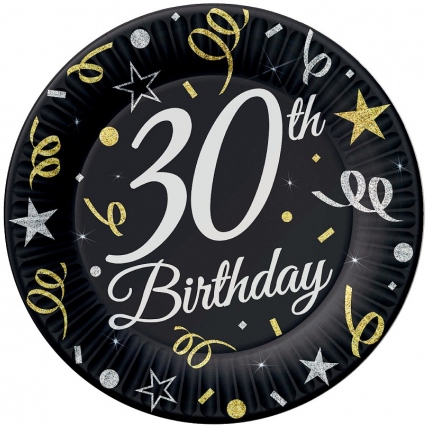 

Talerzyki papierowe 30 urodziny Birthday 23cm 6szt
