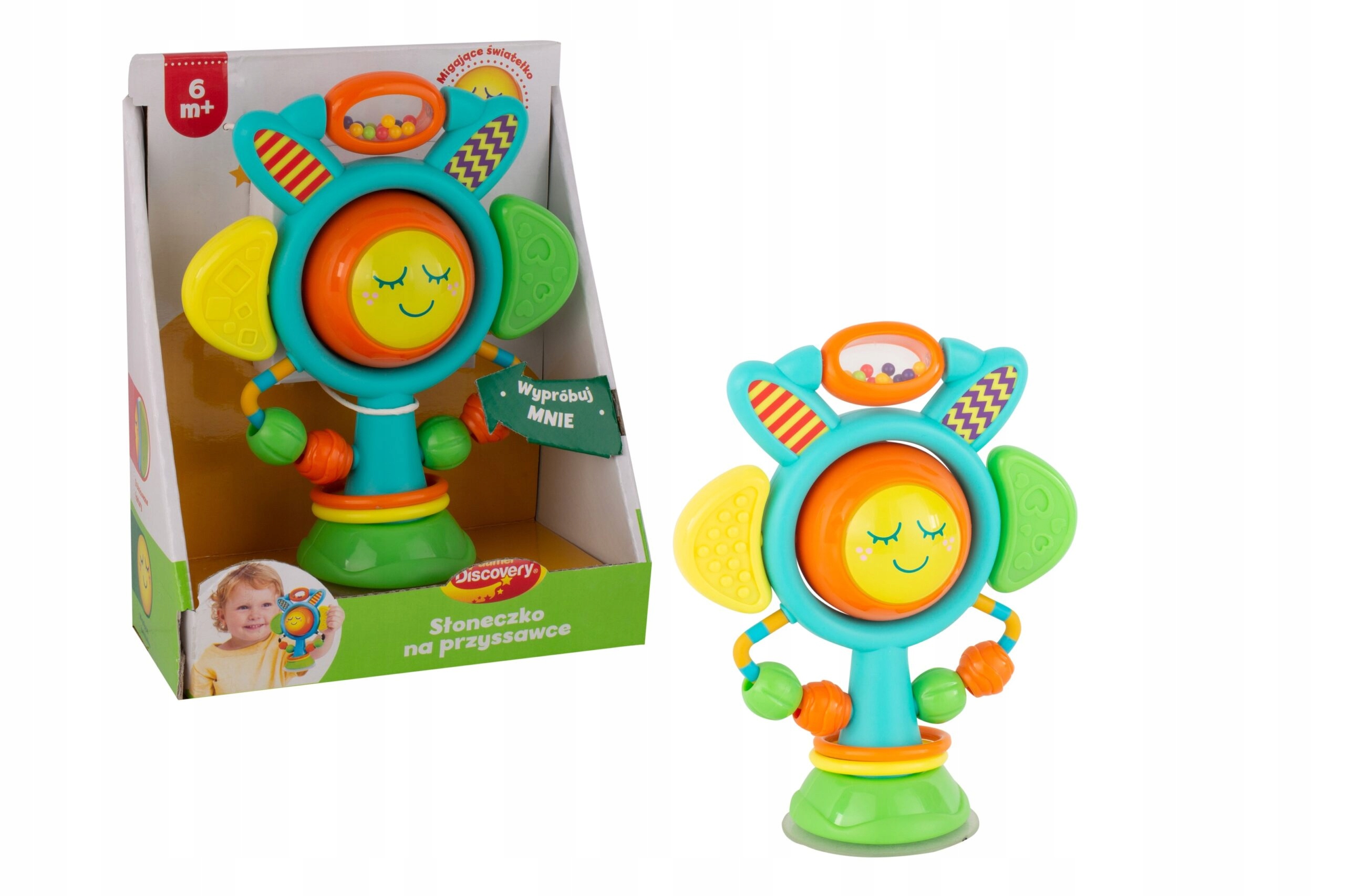 

Słoneczko na przyssawce grzechotka gryzak Dumel