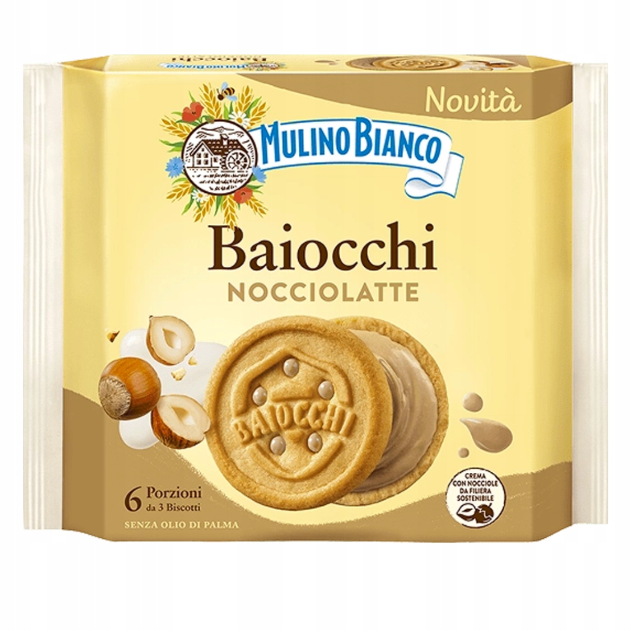 4x Sušenky s arašídovým krémem Baiocchi Nocciolatte 168 g Mulino Bianco