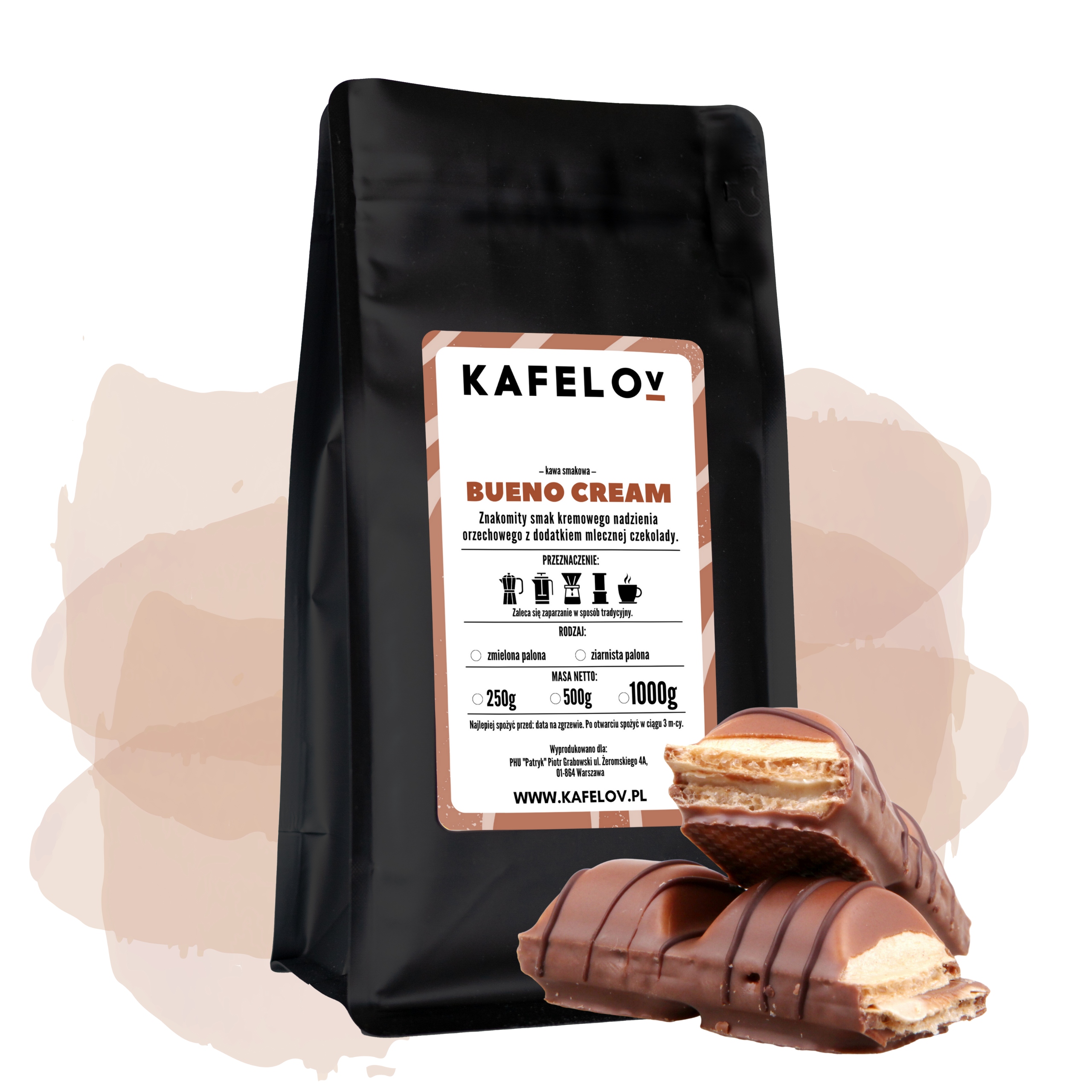 Levně Mletá káva s příchutí 1 kg Bueno Cream, čerstvě pražená