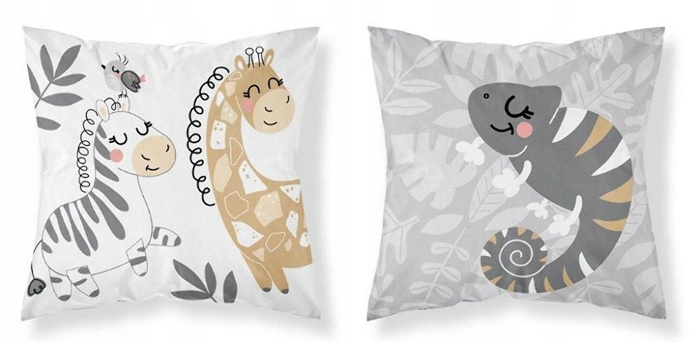 

Poszewka 40x40 zwierzyniec żyrafa zebra szara