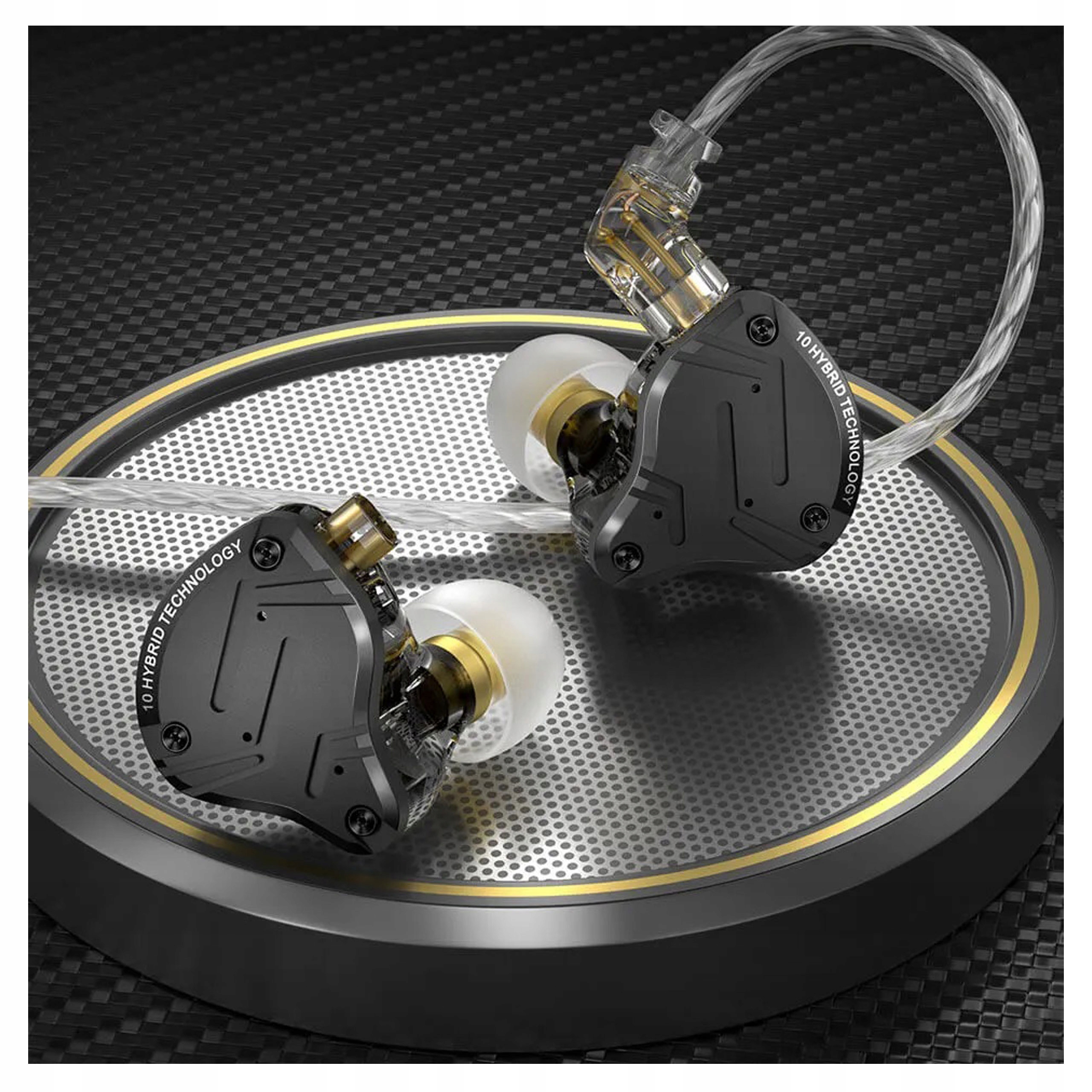 KZ ZS10 PRO X SŁUCHAWKI DOKANAŁOWE HYBRYDOWE PRZETWORNIKI DD + BA Kolor dominujący czarny