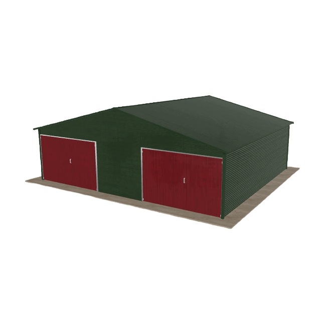Plechová garáž 8x7 m dvoupolohová, dvoupolohová, zelená