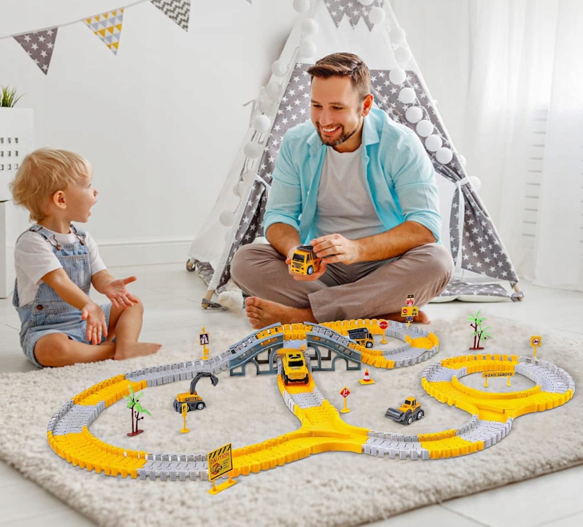 TOR wyścigowy samochodowy Plac Budowy Auto Koparki 255 elem. 350CM PREZENT Kod producenta Z590