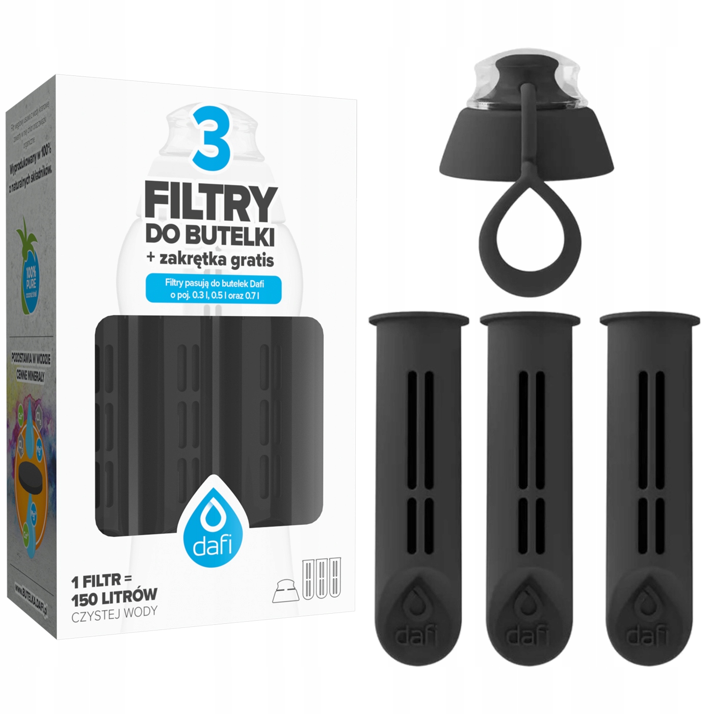 3x FILTR do butelek SOFT i SOLID od DAFI czarne