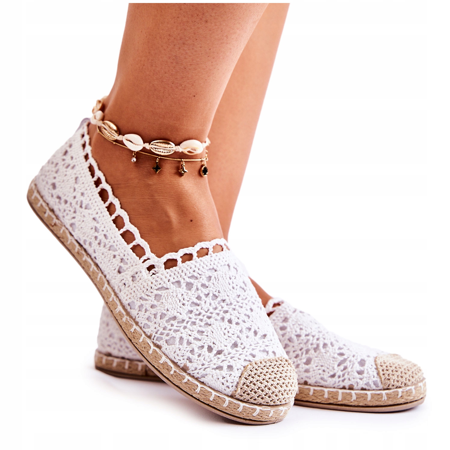 

Damskie Ażurowe Espadryle Wsuwane Białe 40