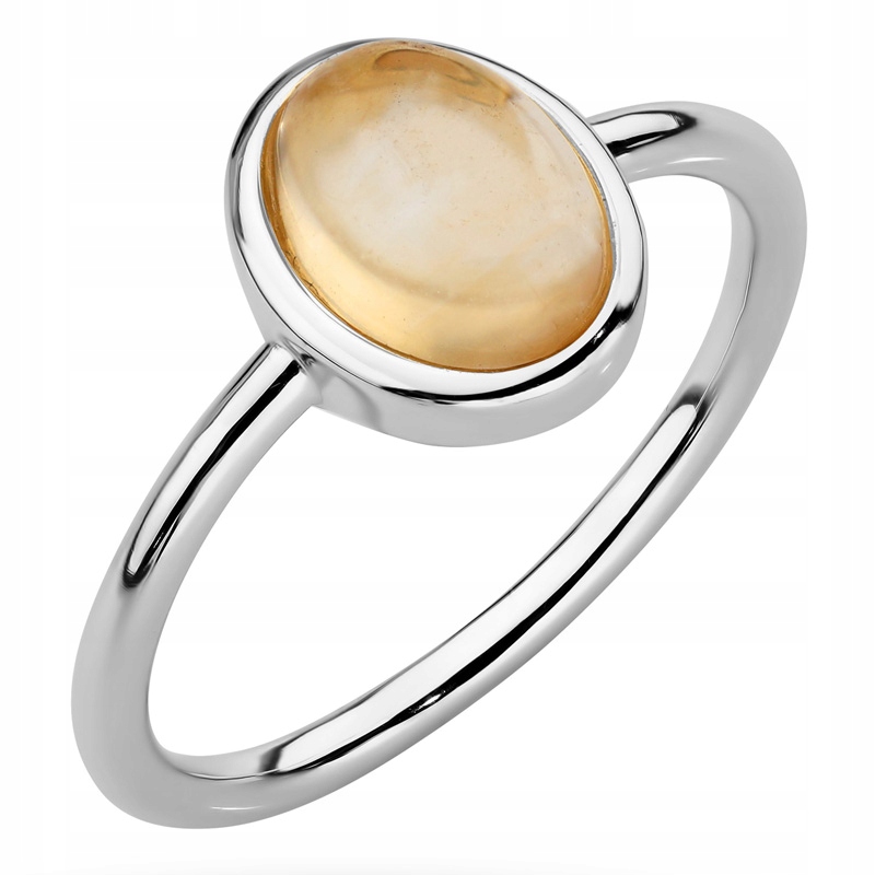 Stříbrný Prstýnek ryzost 925 se Žlutým Citrínem, velikost 17