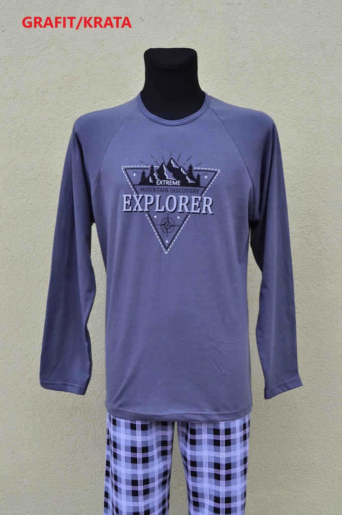 PIŻAMA MŁODZIEŻOWA DŁ.RĘKAW KRATA R 170 M SUTEX Kolor wielokolorowy