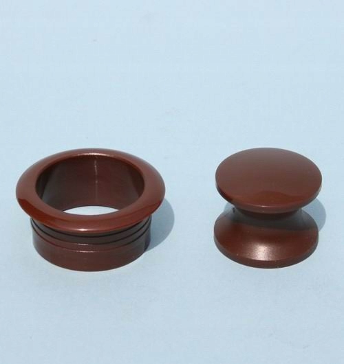 Przycisk z rozetką do zamka meblowego - brązowy W-wa