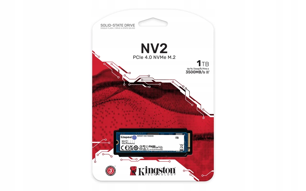 Kingston Technology NV2 M.2 1 TB PCI Express 4.0 3D NAND NVMe Pojemność dysku 1TB