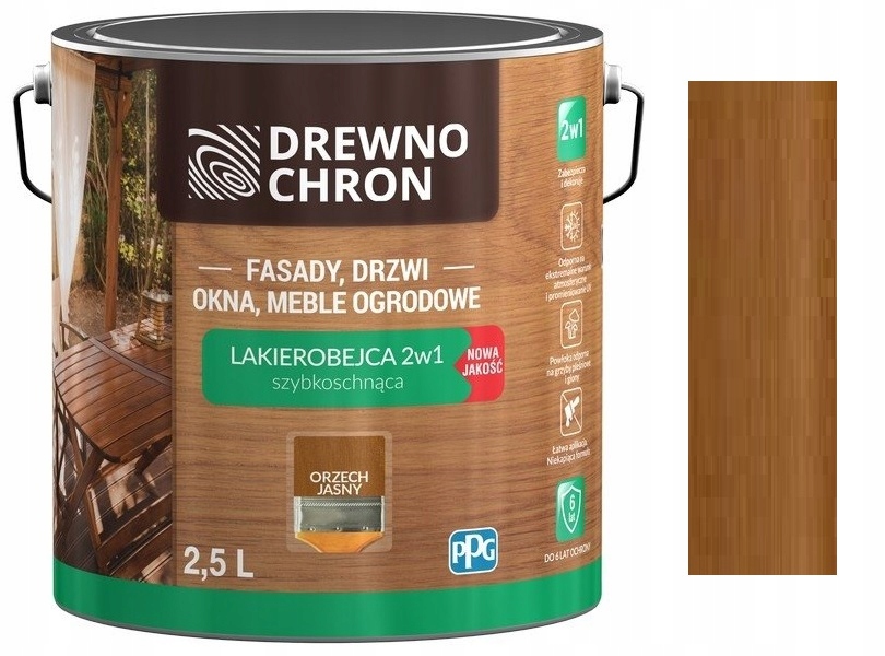 

Drewnochron Lakierobejca 2W1 Orzech Jasny 2.5L