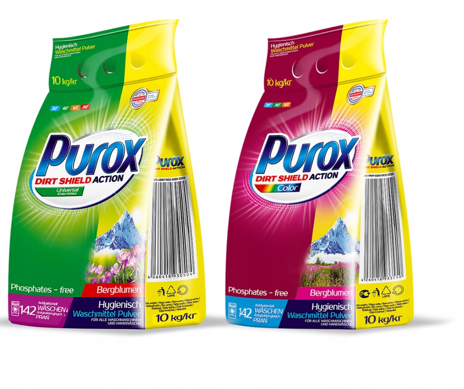 NIEMIECKI PROSZEK PUROX UNIVERSAL + KOLOR 2 x 10KG