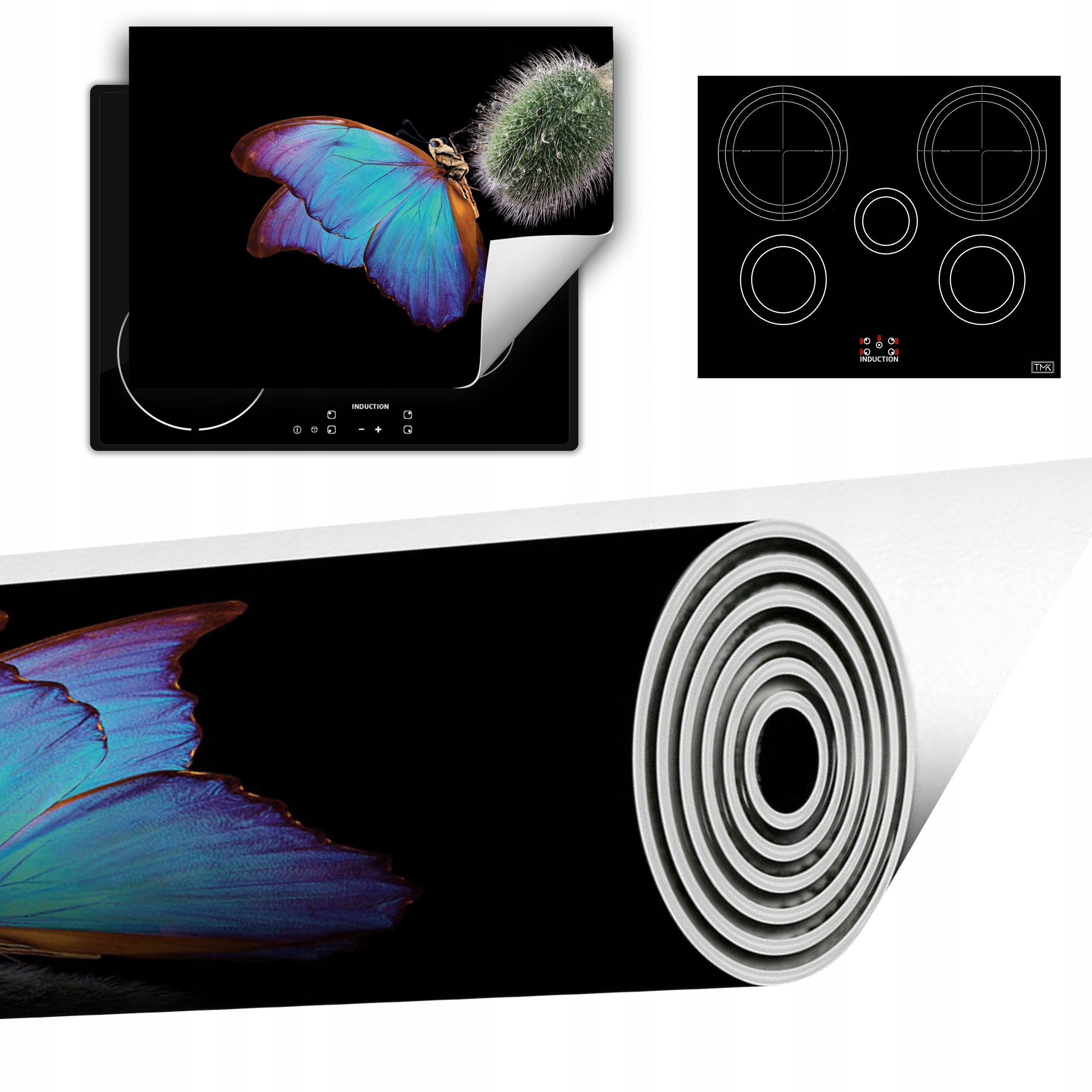 Vinylová Podložka Do Kuchyně Více Místa 70x52 černá motýl