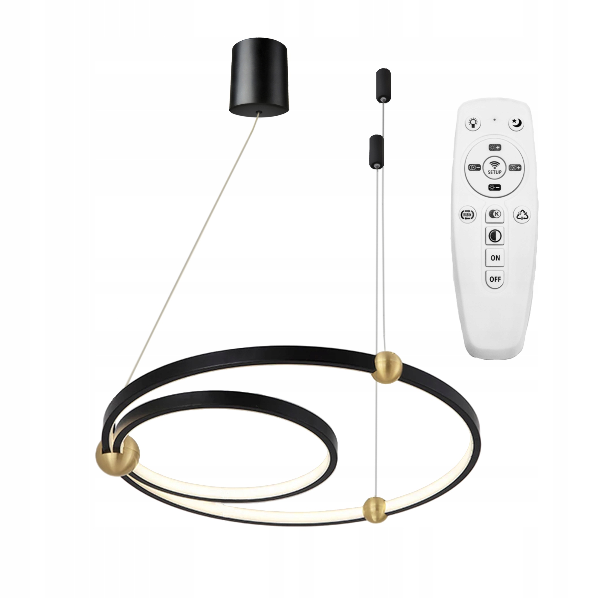 Závesná Led Lampa Black Ring Čierna Diaľkový Ovládač 30x50