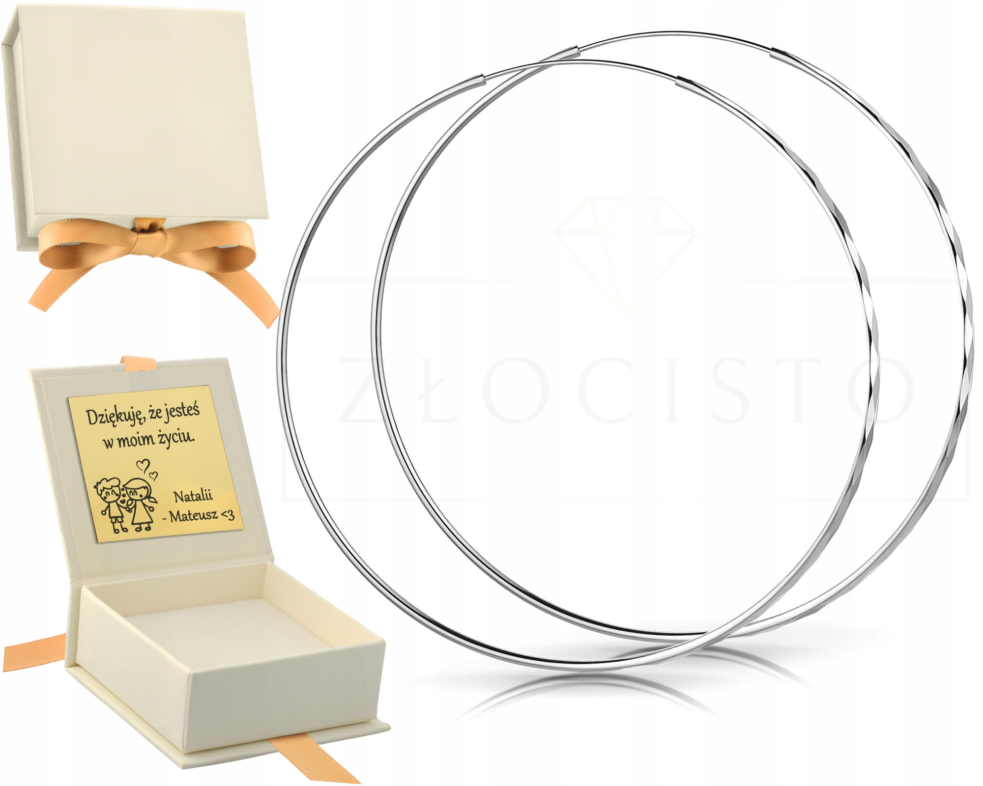 Velké Náušnice Kola Stříbrné 925 Měnící Diamantové 7 CM 70 MM