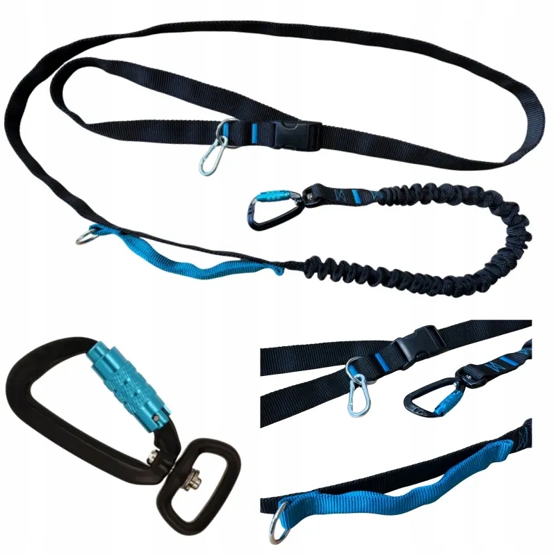 Levně Vodítko s Amortizérem Černé Nastavitelná Rukojeť 400kg Zkracovací Bederní Pás